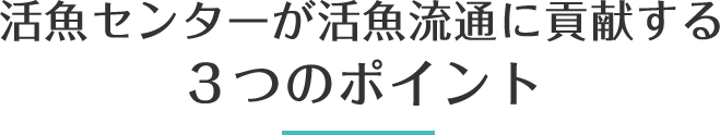 活魚センターが活魚流通に貢献する３つのポイント